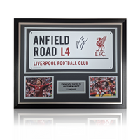 Víctor Munoz Hand Signed Anfield Road Sign In Classic Frame
