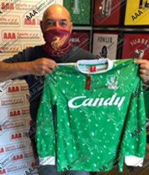Bruce Grobbelaar Hand Signed CANDY Goalkeepers Shirt in Deluxe Classic Frame