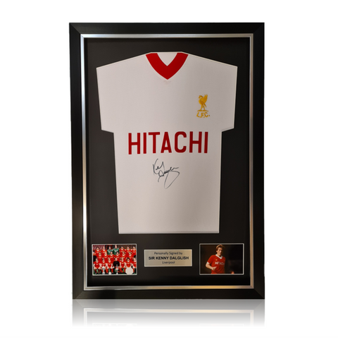 Kenny Dalglish HITACHI 1979 Liverpool Away Shirt in Deluxe Classic Frame
