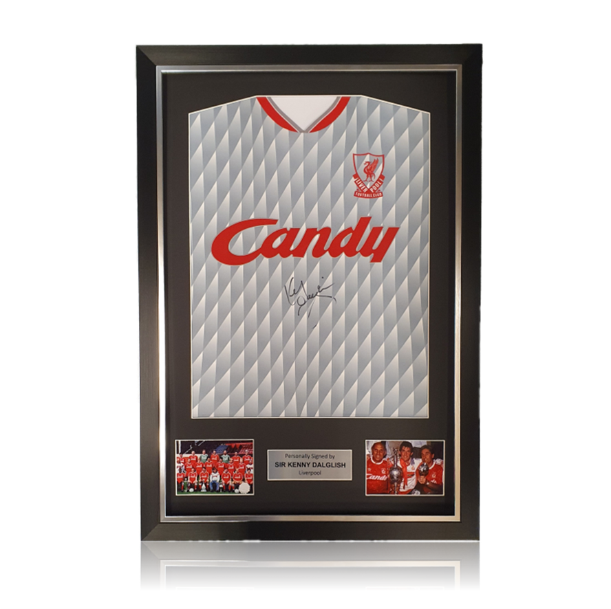 Kenny Dalglish 1989 Liverpool Away Shirt in Deluxe Classic Frame
