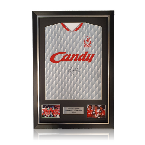 Kenny Dalglish  1989 Liverpool Away Shirt in Deluxe Classic Frame