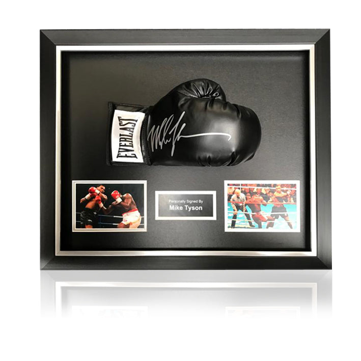 Mike Tyson Hand Signed Black Everlast  Glove in Deluxe Classic Acrylic Dome Frame
