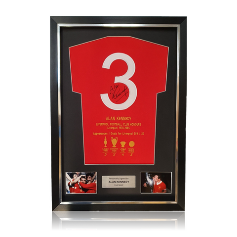 Alan Kennedy Hand Signed Career Honours Presentation Shirt in Deluxe Classic Frame
