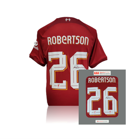 Andy Robertson Hand Signed Liverpool 2022-23 Home Shirt in AAA Gift Box
