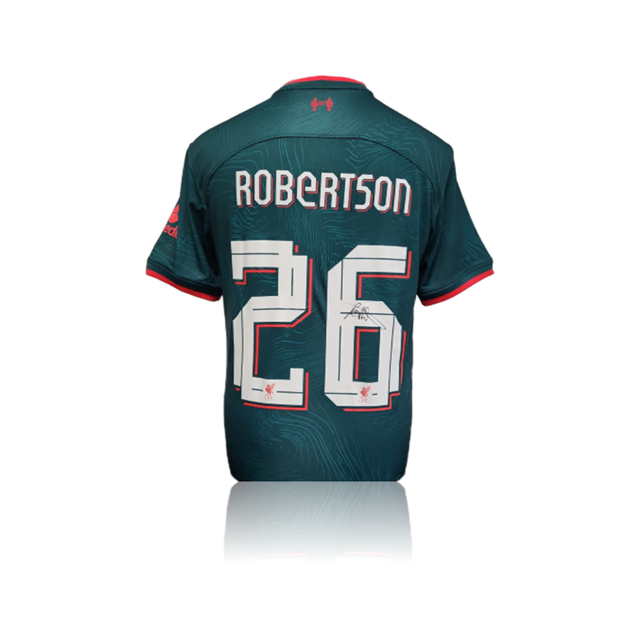 Andy Robertson Hand Signed Liverpool 2022-23 3rd Shirt in Deluxe Classic Frame