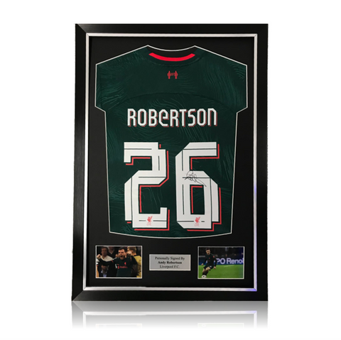 Andy Robertson Hand Signed Liverpool 2022-23 3rd Shirt in Deluxe Classic Frame