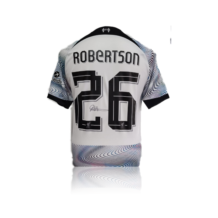 Andy Robertson Hand Signed Liverpool 2022-23 Away Shirt in Deluxe Classic Frame