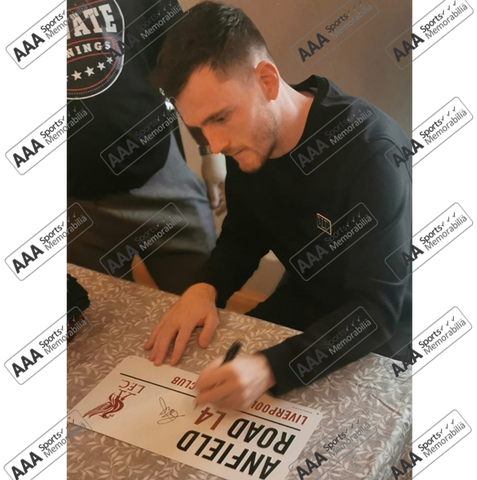 Andy Robertson Hand Signed Anfield Road Sign In Deluxe Classic Frame
