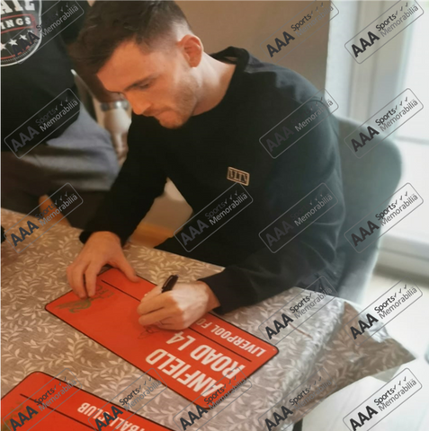 Andy Robertson Hand Signed RED Anfield Road Sign