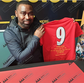 Andy Cole Hand Signed #9 Career Honours Shirt in Deluxe Classic Frame