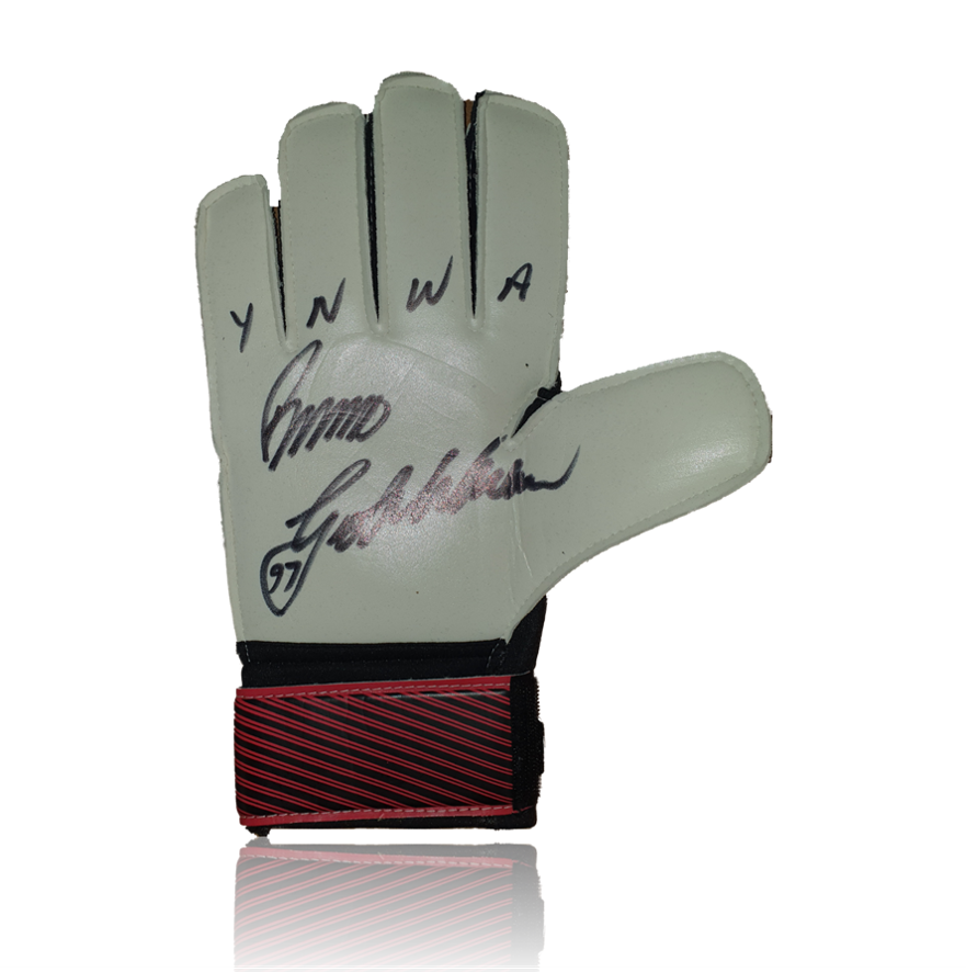 Bruce Grobbelaar Hand Signed RED Umbro Goalkeepers Glove In Deluxe Classic Frame.