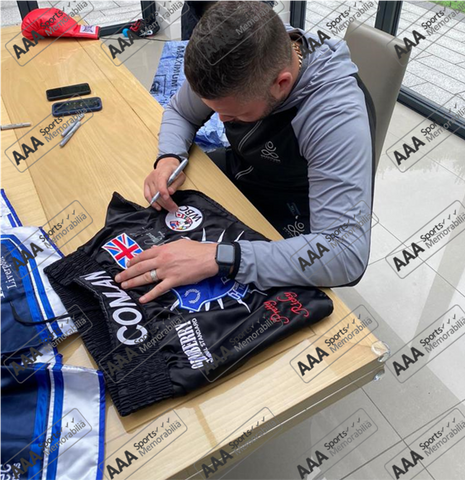 Tony Bellew HAND Signed Blue Boxing Shorts In Deluxe Classic Frame