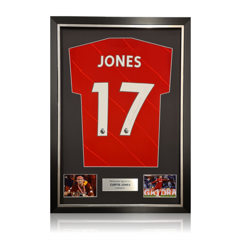 Curtis Jones hand signed Liverpool 2021/22 Home Shirt in Deluxe Classic Frame