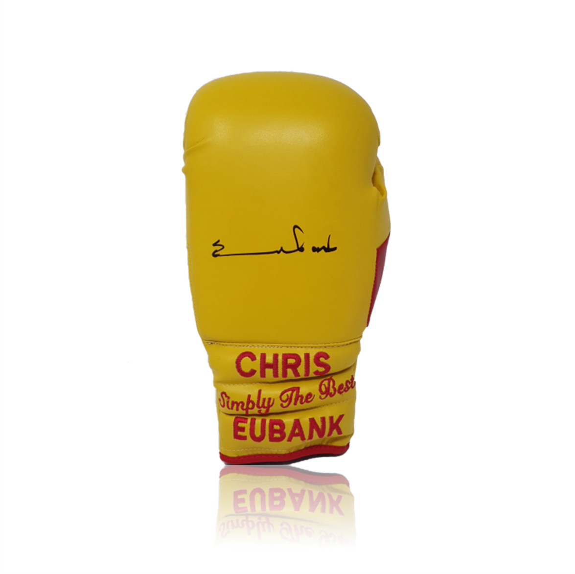 Chris Eubank Snr Hand Signed ‘TRADEMARK’ Yellow Boxing Glove in Chris