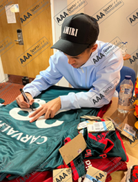 Fabio Carvalho Hand Signed Liverpool 2022-23 3rd Shirt in AAA Gift Box