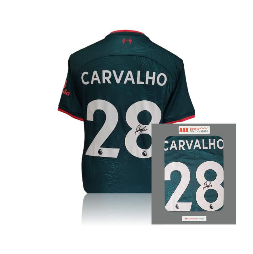 Fabio Carvalho Hand Signed Liverpool 2022-23 3rd Shirt in AAA Gift Box