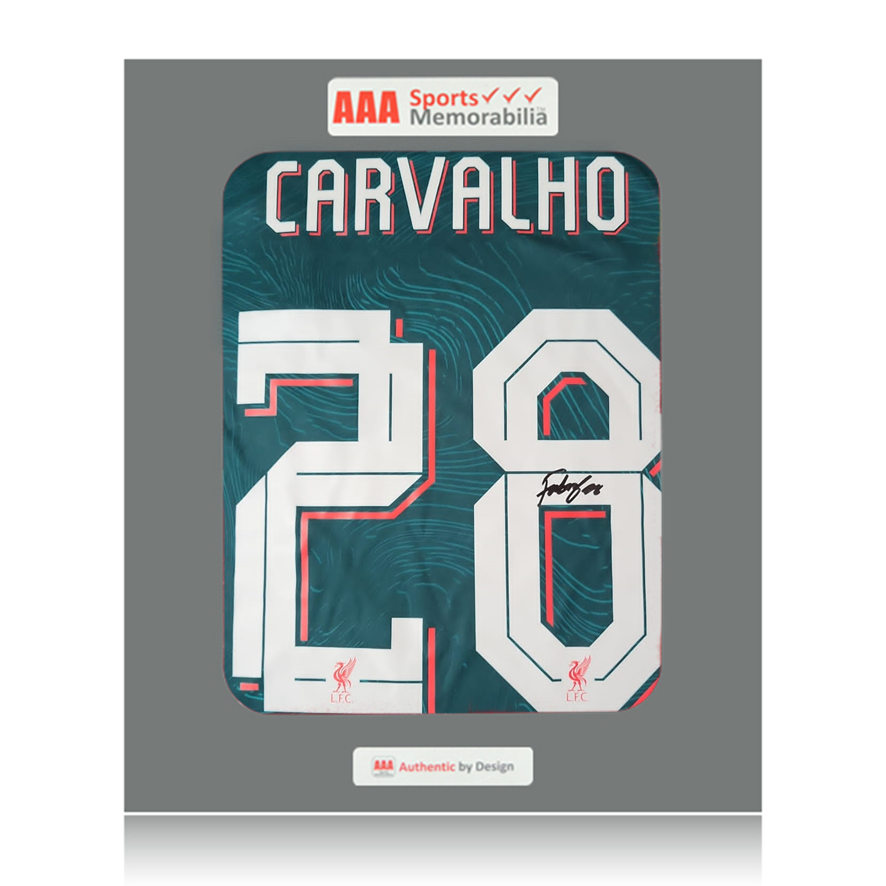 Fabio Carvalho Hand Signed Liverpool 2022-23 3rd Shirt in AAA Gift Box