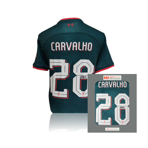 Fabio Carvalho Hand Signed Liverpool 2022-23 3rd Shirt in AAA Gift Box