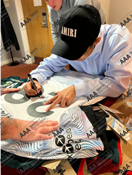 Fabio Carvalho Hand Signed Liverpool 2022-23 Away Shirt in Deluxe Classic Frame