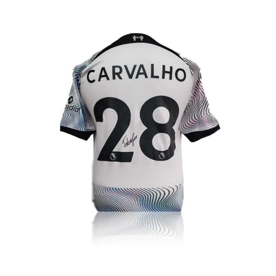 Fabio Carvalho Hand Signed Liverpool 2022-23 Away Shirt in AAA Gift Box