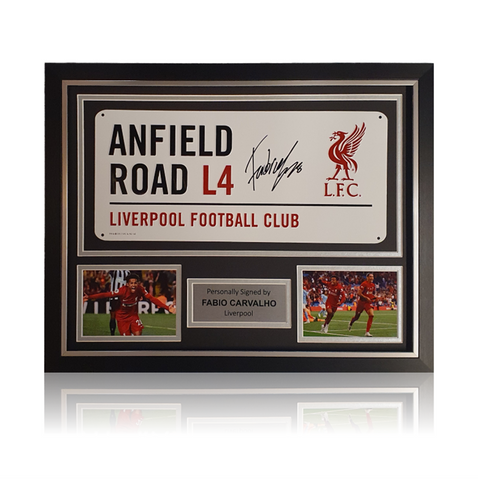 Fabio Carvalho Hand Signed Anfield Road Sign In Deluxe Classic Frame