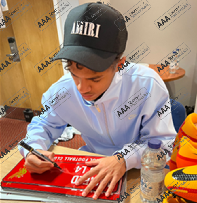 Fabio Carvalho Hand Signed RED Anfield Road Sign In Deluxe Classic Frame