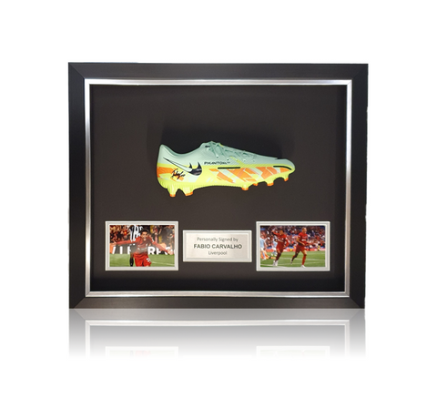 Fabio Carvalho Hand Signed GREEN Nike Football Boot In Deluxe Classic Dome Frame