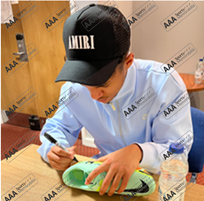 Fabio Carvalho Hand Signed GREEN Nike Football Boot In Deluxe Classic Dome Frame