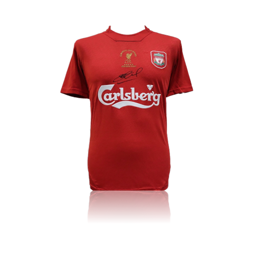 Steven Gerrard Hand Signed Liverpool 2005 ISTANBUL Shirt in AAA Gift Box