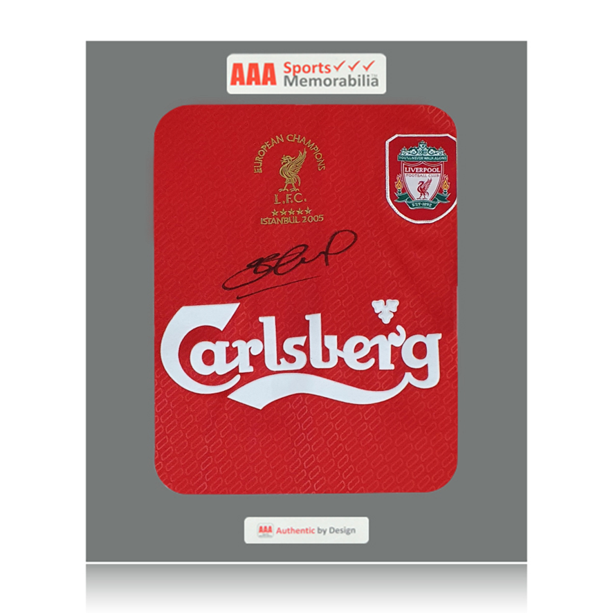 Steven Gerrard Hand Signed Liverpool 2005 ISTANBUL Shirt in AAA Gift Box