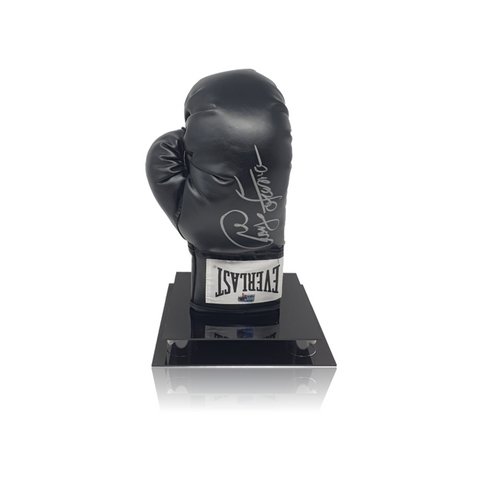 George Foreman Hand Signed Black Everlast Boxing Glove in Deluxe Acrylic Display Case