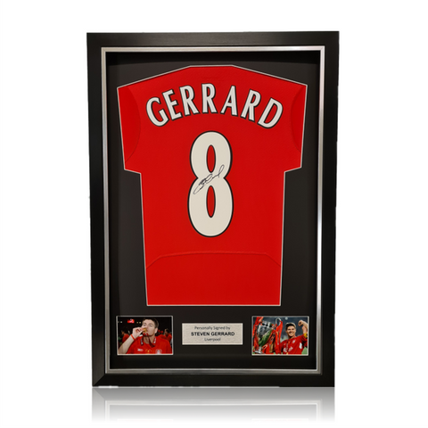 Steven Gerrard Hand Signed Liverpool 2005 ISTANBUL #8 Shirt in Deluxe Classic Frame