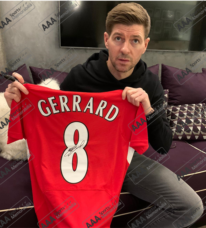 Steven Gerrard Hand Signed Liverpool 2005 ISTANBUL #8 Shirt in AAA Gift Box.