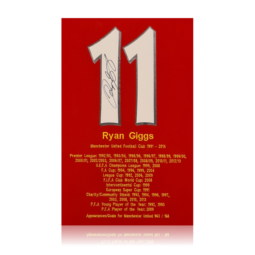 Ryan Giggs Hand Signed #11 Career Honours Shirt in Deluxe Classic Frame