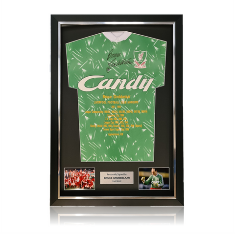 Bruce Grobbelaar Hand Signed CANDY Goalkeepers Honours Shirt In Deluxe Classic Frame