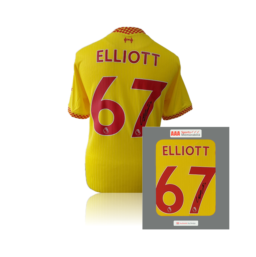 Harvey Elliott Hand Signed Liverpool 2021 22 3rd Shirt AAA Sports Memorabilia