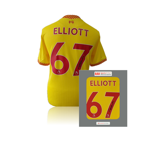 Harvey Elliott Hand Signed Liverpool 2021-22 3rd Shirt