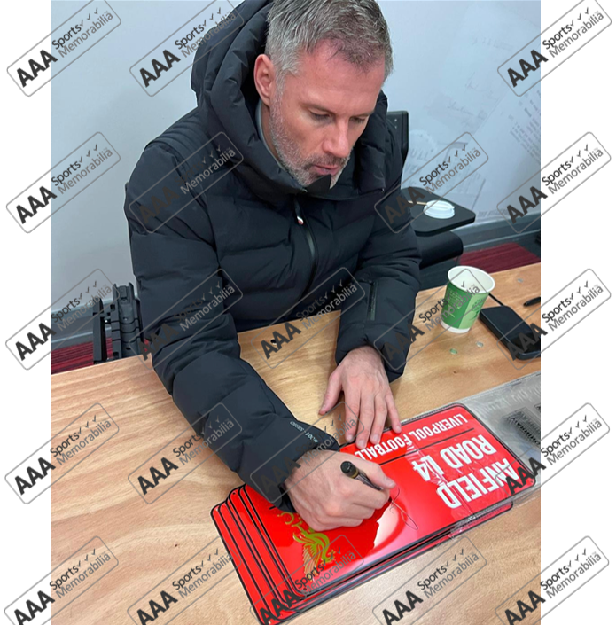 Jamie Carragher Signed RED Anfield Road Sign