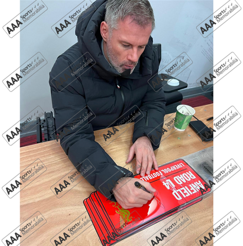 Jamie Carragher Signed RED Anfield Road Sign