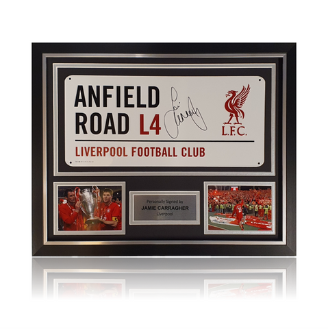 Jamie Carragher Signed Anfield Road Sign in Deluxe Classic Frame