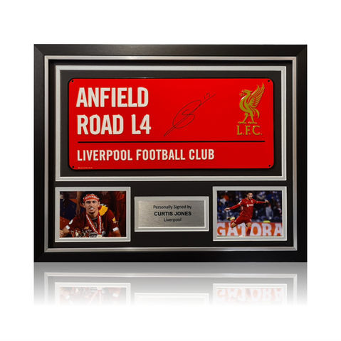 Curtis Jones Hand Signed RED Anfield Road Sign In Classic Frame