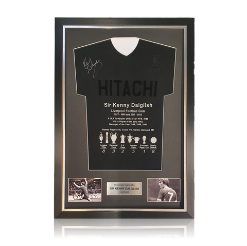 Kenny Dalglish Hand Signed BLACKOUT 1978 Liverpool HONOURS Shirt in Deluxe Classic Frame