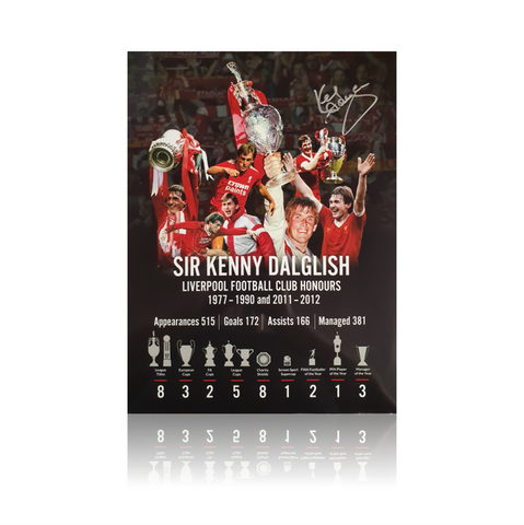 Kenny Dalglish Hand Signed 'LFC Honours' 12" X 16" Montage.