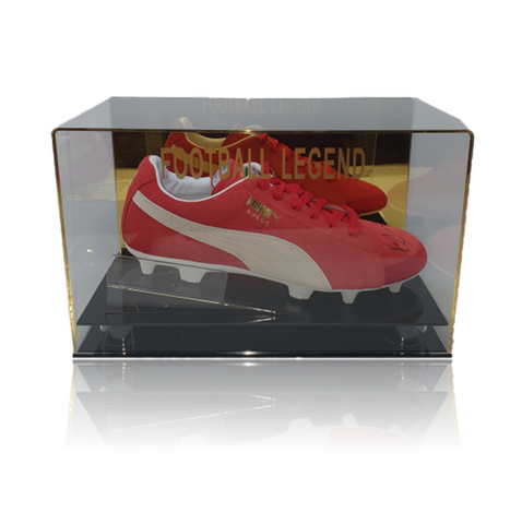 Kenny Dalglish Hand Signed Red/White Puma Suede Football Boot in Deluxe Acrylic Display Case