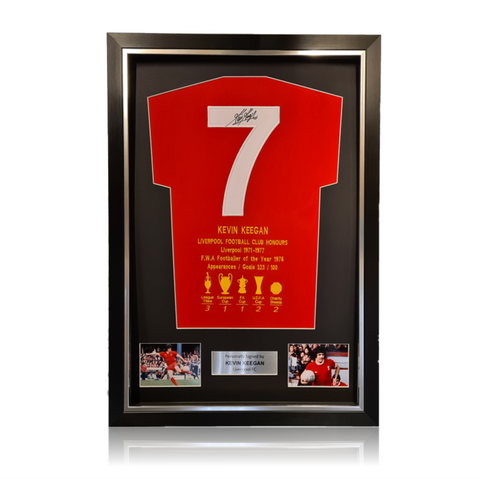 Kevin Keegan Hand Signed Liverpool 'CAREER HONOURS #7' Presentation Shirt in Deluxe Classic Frame