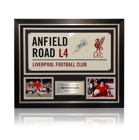 Kevin Keegan Hand Signed 'Anfield Road' Metal Plaques In Deluxe Classic Frame