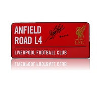 Kevin Keegan Hand Signed RED 'Anfield Road' Metal Plaques