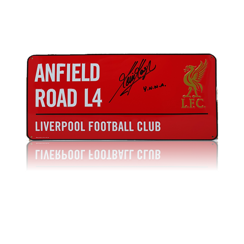 Kevin Keegan Hand Signed RED 'Anfield Road' Metal Plaques