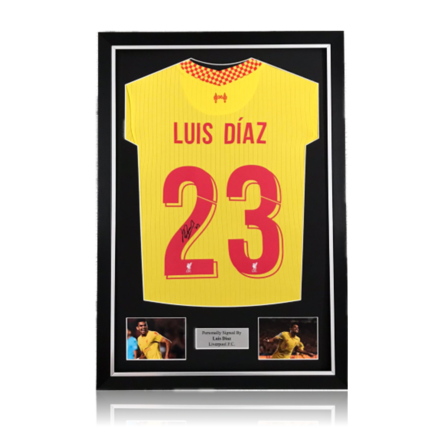Luis Diaz Hand Signed Liverpool 2021-22 Third Shirt In Deluxe Classic Frame