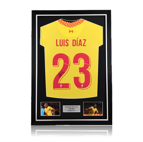 Luis Diaz Hand Signed Liverpool 2021-22 Third Shirt In Deluxe Classic Frame